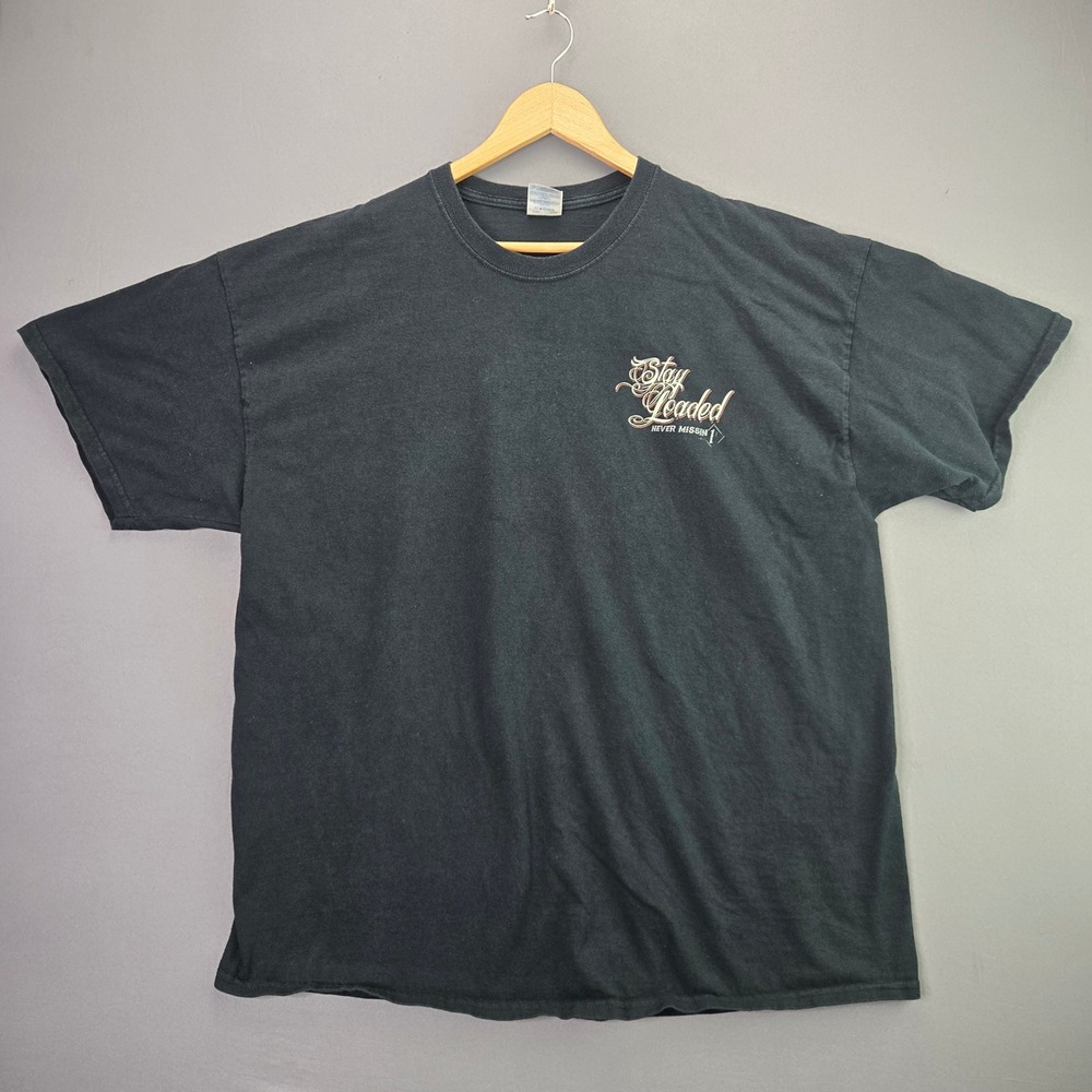Gildan Stay Loaded Graphic T-Shirt 2XL Black Trucker Always Shiftin Never Missin